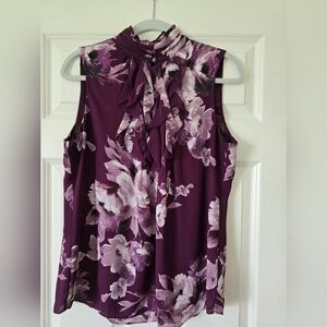 WHBM Women's Sleeveless Ruffle Button Neck Shirt size 12